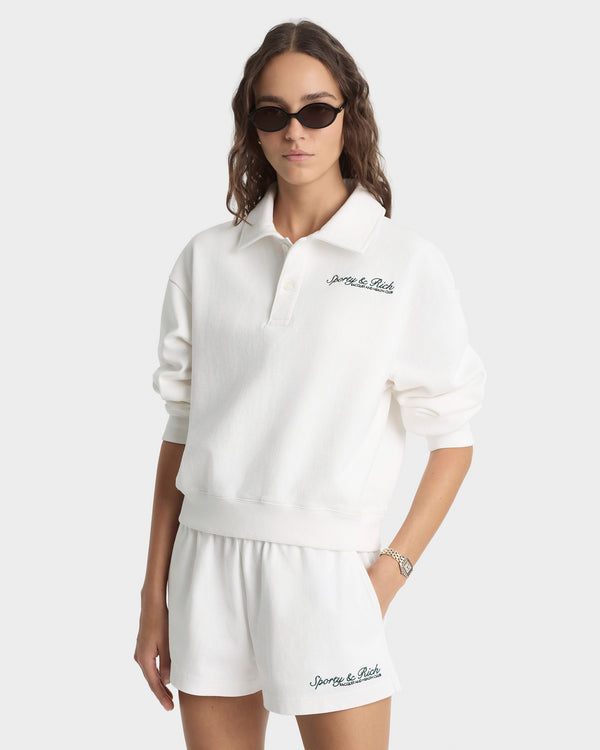 Sporty & Rich Syracuse Embroidered Disco Short - White