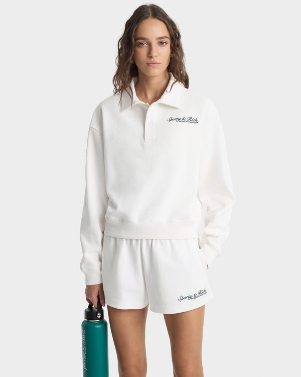 Sporty & Rich Syracuse Embroidered Polo - White/Forest