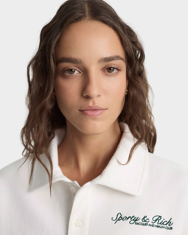 Sporty & Rich Syracuse Embroidered Polo - White/Forest