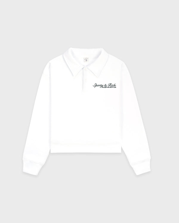 sporty & rich Syracuse Embroidered Polo - White/Forest