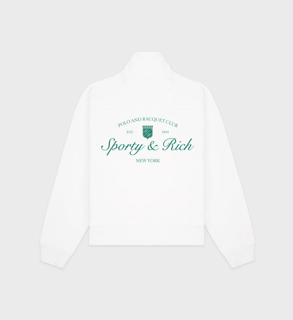 Sporty & Rich Syracuse Quarter Zip - White/Alpine