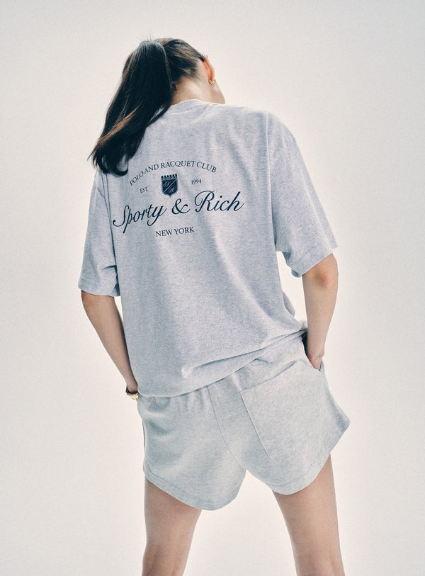 Sporty & Rich Syracuse T-Shirt - Heather Gray/Navy