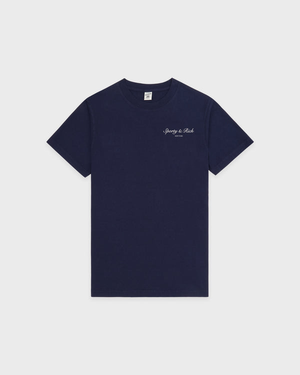 sporty & rich Syracuse T-Shirt - Navy/Ecru