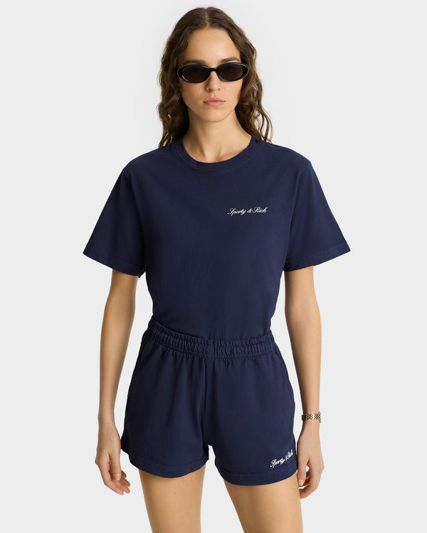 Sporty & Rich Syracuse T-Shirt - Navy/White