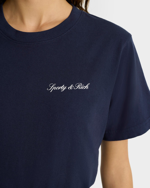 Sporty & Rich Syracuse T-Shirt - Navy/White