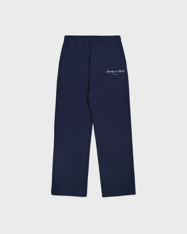 sporty & rich Syracuse Wide Sweatpant - Navy/Ecru