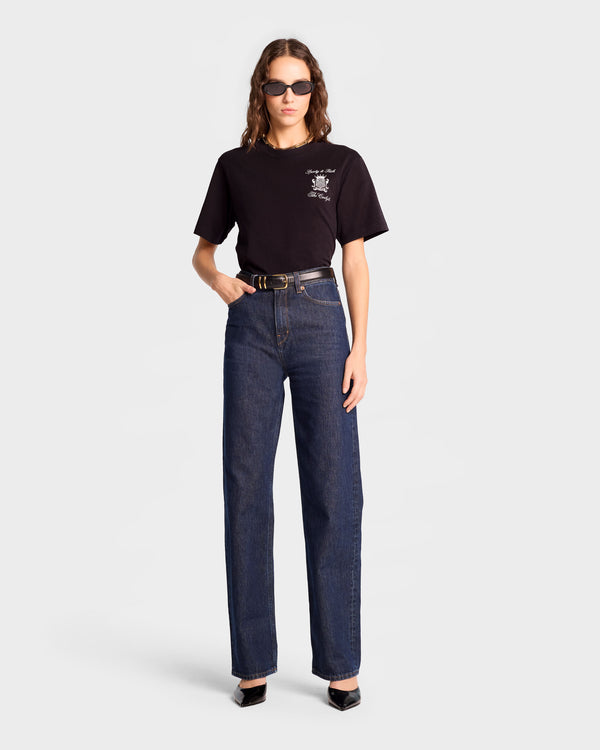 Sporty & Rich The Carlyle Crest T-Shirt - Black/White