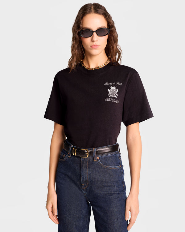 Sporty & Rich The Carlyle Crest T-Shirt - Black/White