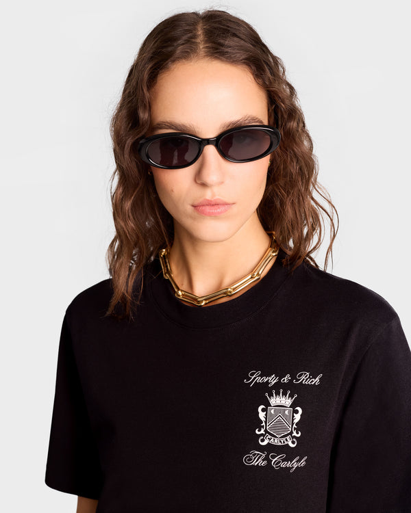 Sporty & Rich The Carlyle Crest T-Shirt - Black/White
