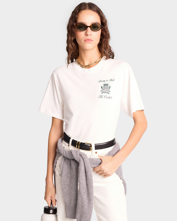 Sporty & Rich The Carlyle Crest T-Shirt - White/Forest