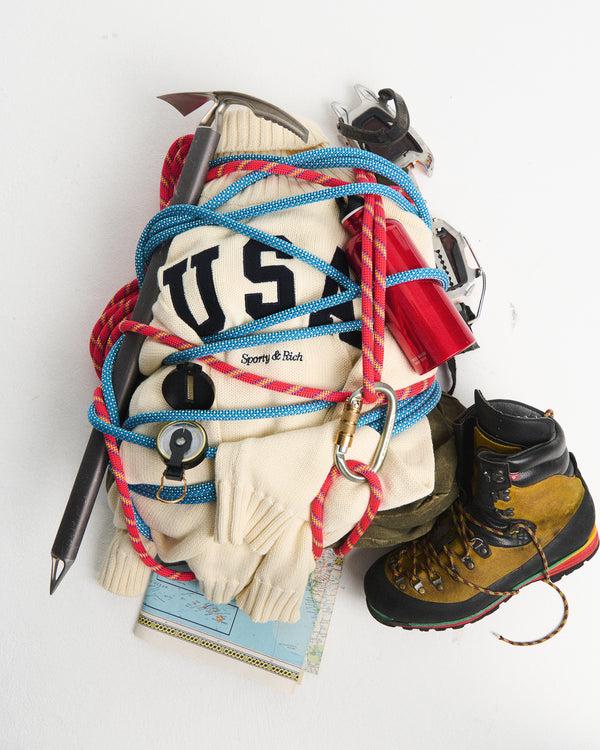 Sporty & Rich USA Knitted Turtleneck - Ecru/Navy