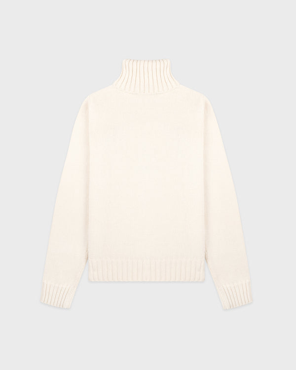 Sporty & Rich USA Knitted Turtleneck - Ecru/Navy