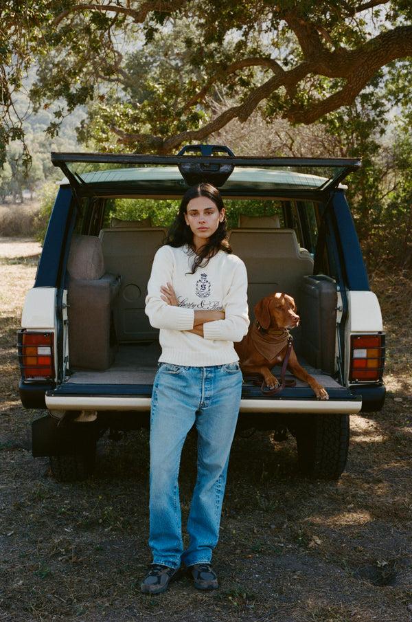 Sporty & Rich Vendome Knitted Sweater - Ecru/Navy