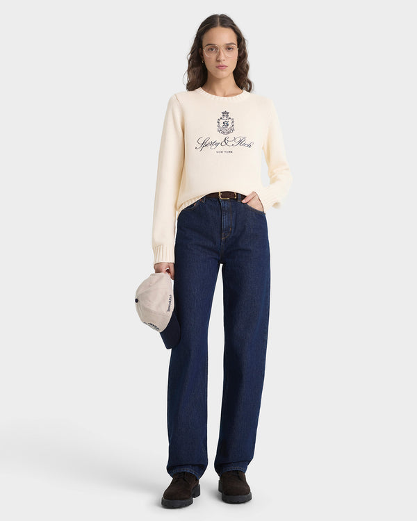 Sporty & Rich Vendome Knitted Sweater - Ecru/Navy