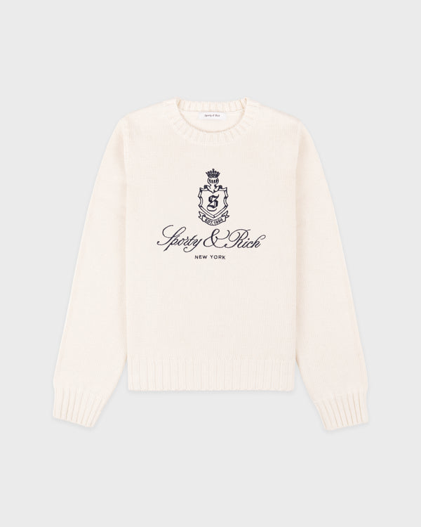 sporty & rich Vendome Knitted Sweater - Ecru/Navy