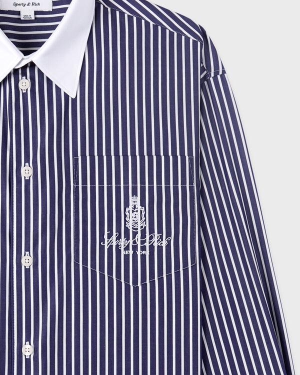 Sporty & Rich Vendome Oversized Shirt - Blue Striped