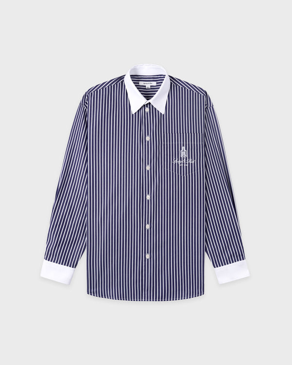 Sporty & Rich Vendome Oversized Shirt - Blue Striped