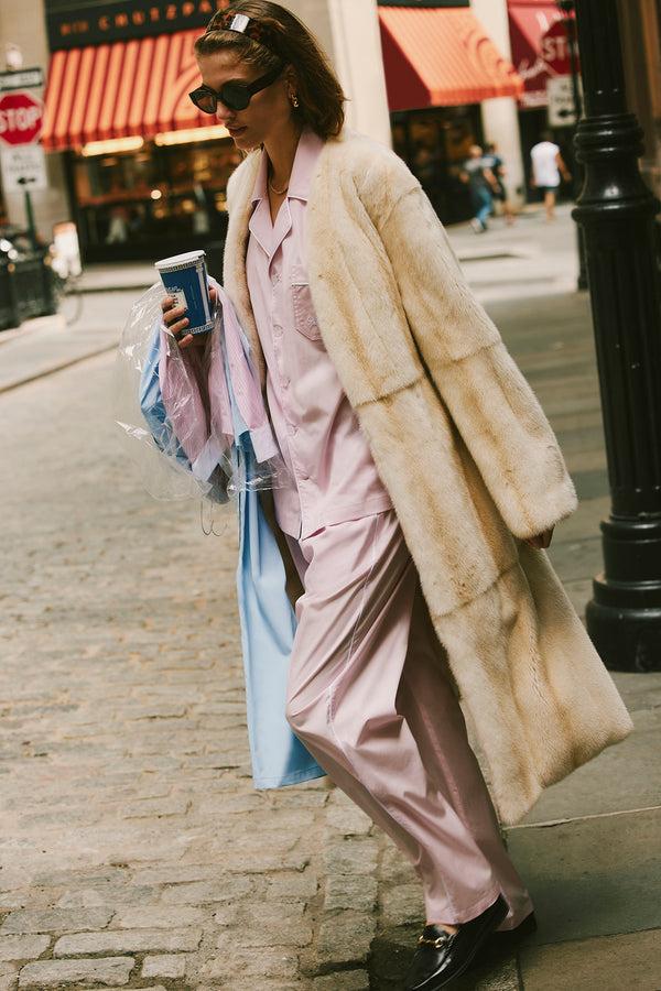 Sporty & Rich Vendome Pyjama Shirt - Ballet/White