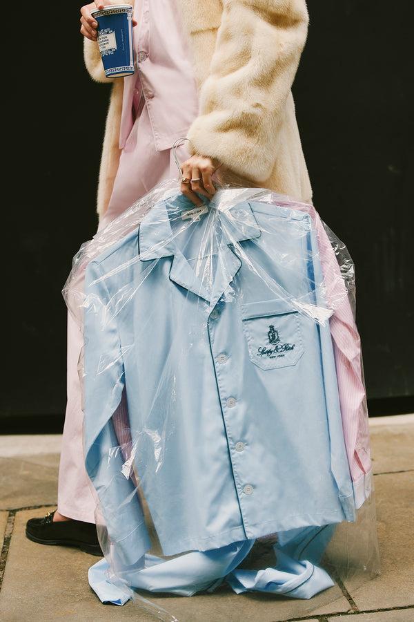 Sporty & Rich Vendome Pyjama Shirt - Sky Blue/Navy