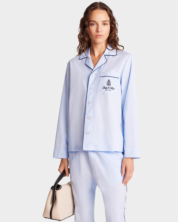 Sporty & Rich Vendome Pyjama Shirt - Sky Blue/Navy