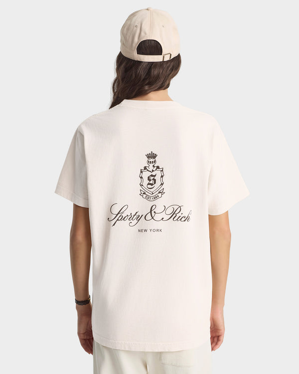 Sporty & Rich Vendome T-Shirt - Ecru/Chocolate