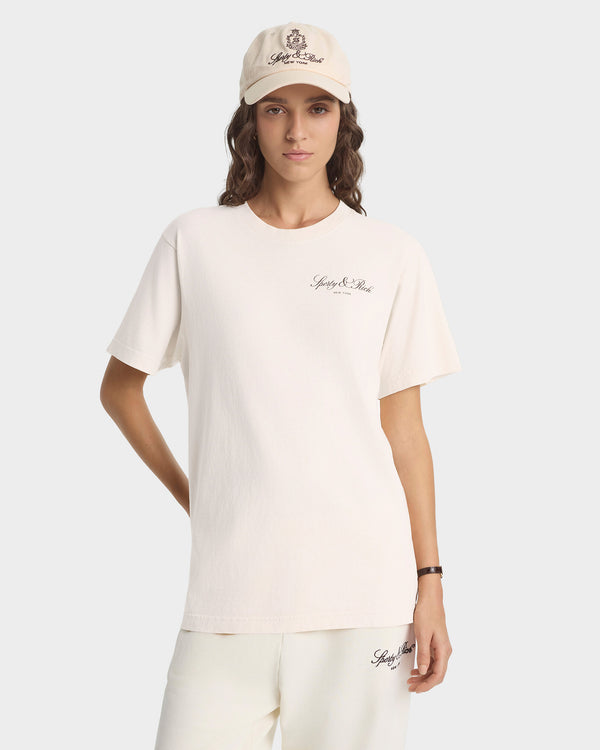 Sporty & Rich Vendome T-Shirt - Ecru/Chocolate