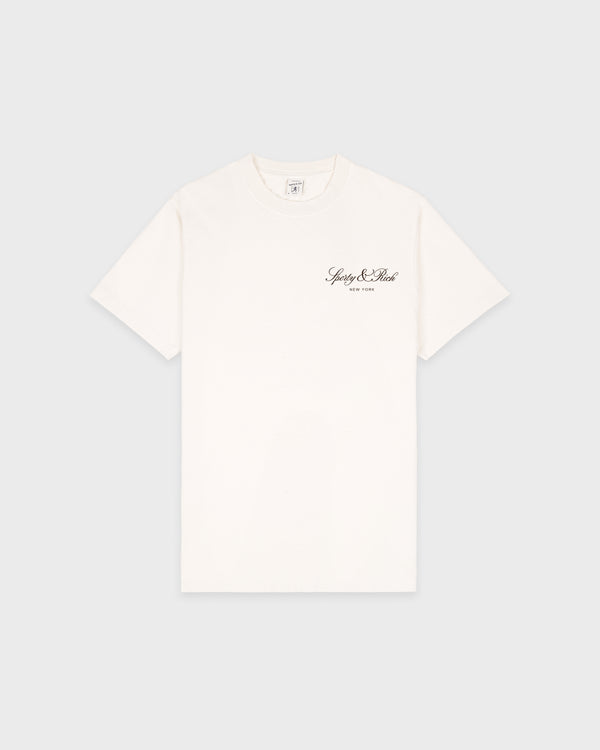 sporty & rich Vendome T-Shirt - Ecru/Chocolate