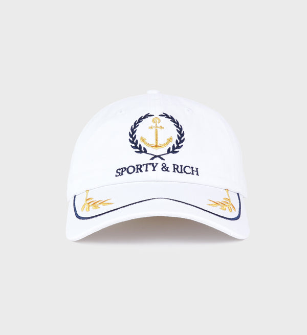 sporty & rich Yacht Hat - White/Gold/Navy