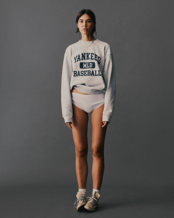 Sporty & Rich Yankees Ivy Crewneck - Heather Gray/Navy