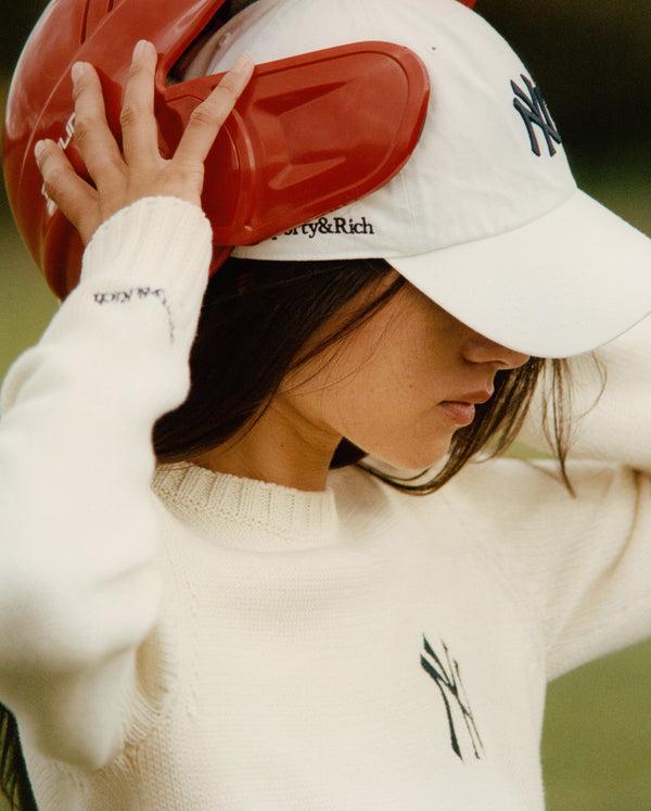 Sporty & Rich Yankees Serif Hat - White/Navy