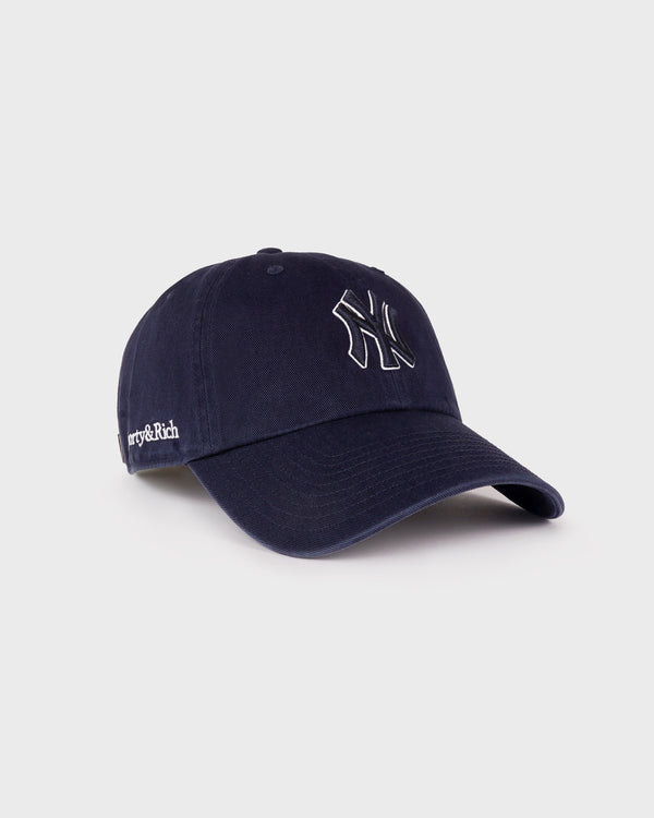 Sporty & Rich Yankees Serif Outline Hat - Navy/White