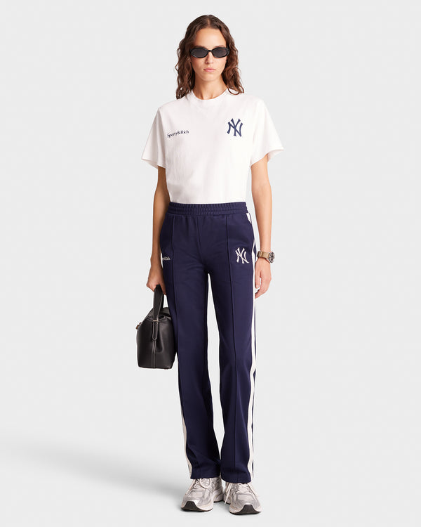 Sporty & Rich Yankees Serif Track Pants - Navy/White