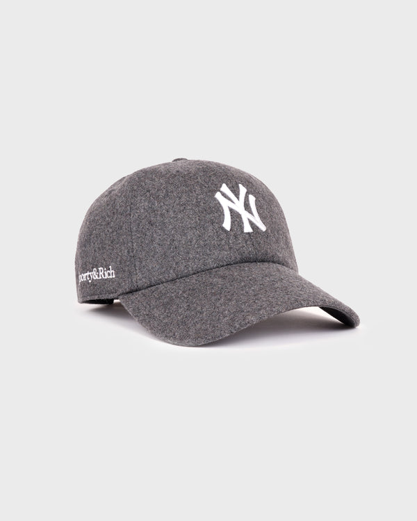 Sporty & Rich Yankees Serif Wool Hat - Dark Grey/White