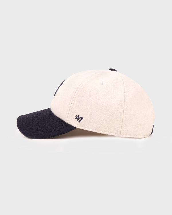 Sporty & Rich Yankees Serif Wool Hat - Ecru/Navy