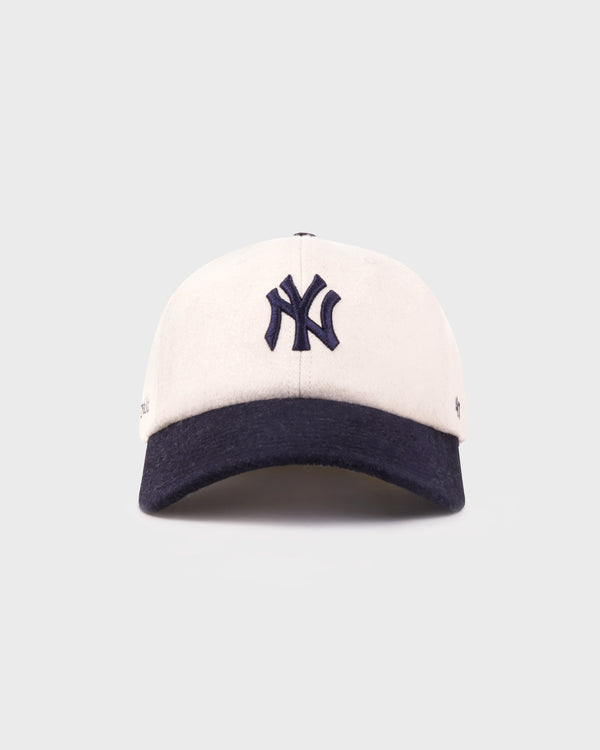 sporty & rich Yankees Serif Wool Hat - Ecru/Navy