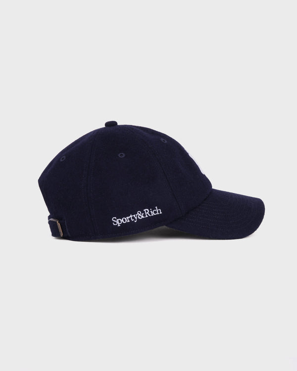 Sporty & Rich Yankees Serif Wool Hat - Navy/White