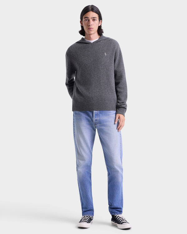 Sporty & Rich SRC Cashmere Hoodie Men - Light Grey/White