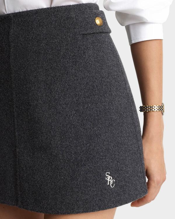 Sporty & Rich SRC Double Face Cashmere Skirt - Dark Grey