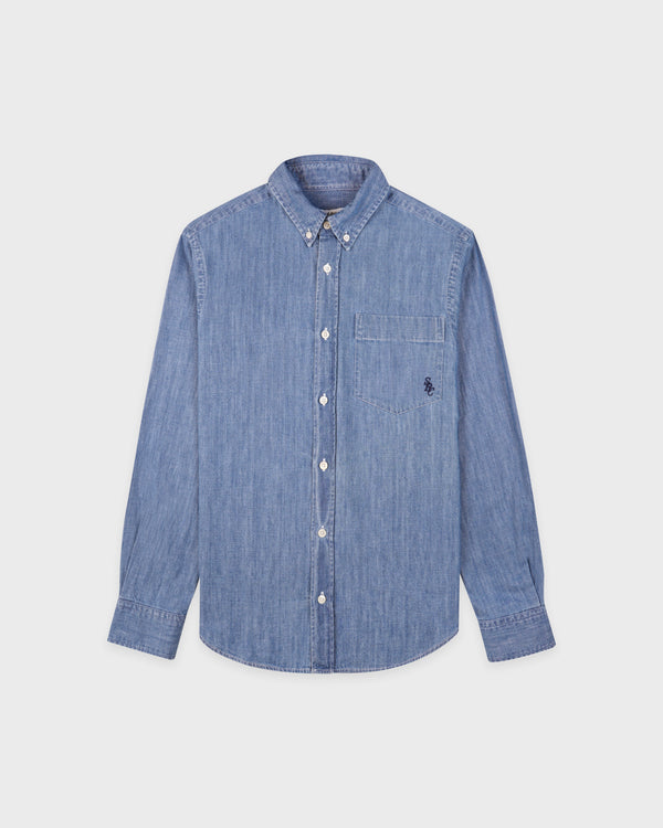Sporty & Rich SRC Oversized Denim BD Shirt - Light Blue