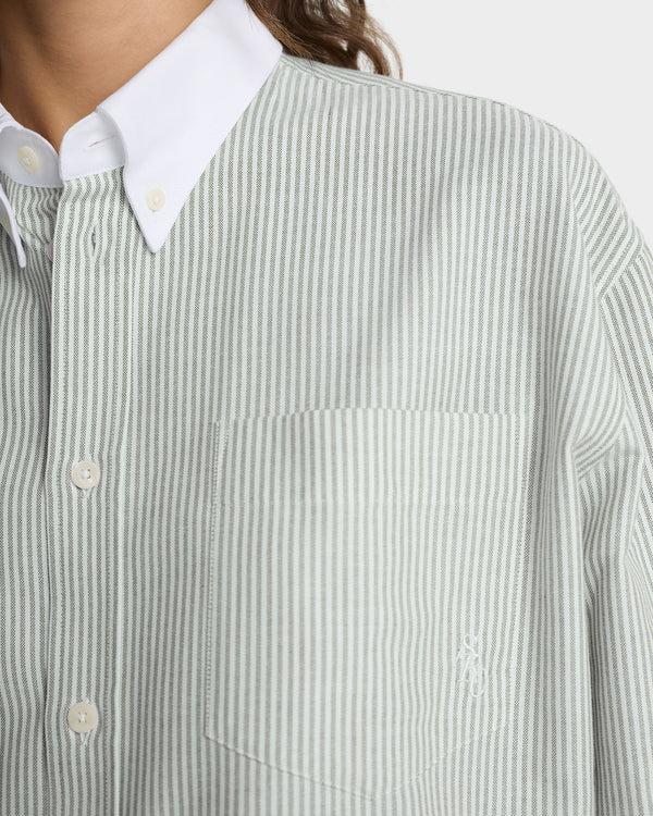 Sporty & Rich SRC Oversized Oxford Shirt - Forest Striped