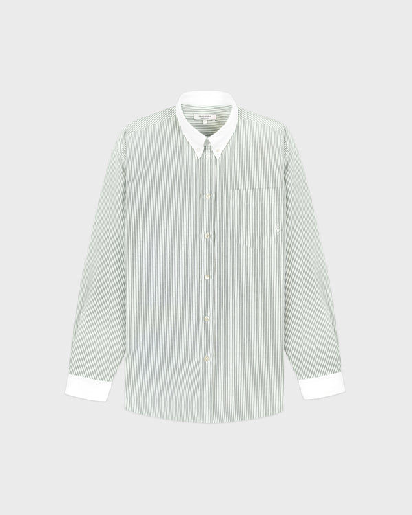 sporty & rich SRC Oversized Oxford Shirt - Forest striped