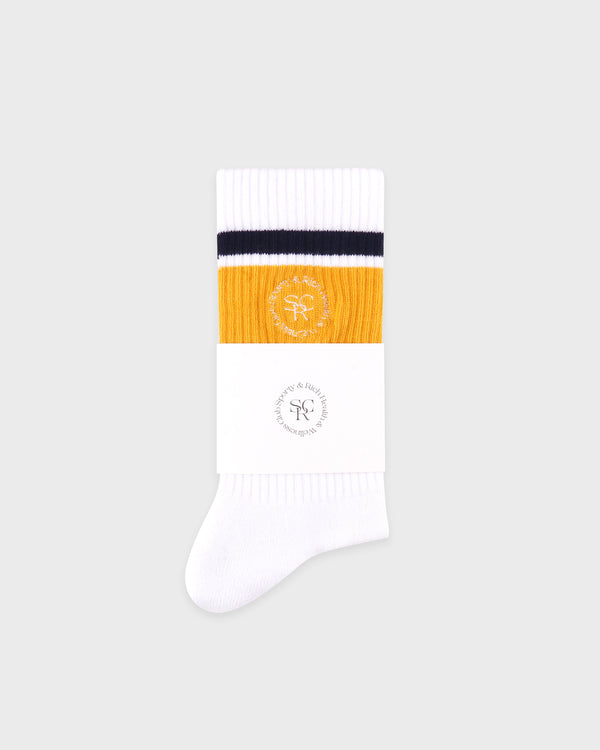Sporty & Rich SRHWC Roller Socks - White/Navy/Faded Gold