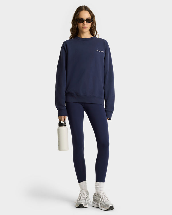 Sporty & Rich Syracuse Embroidered Crewneck - Navy/White