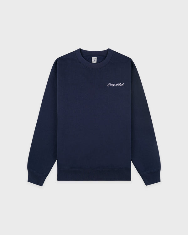 sporty & rich Syracuse Embroidered Crewneck - Navy/White