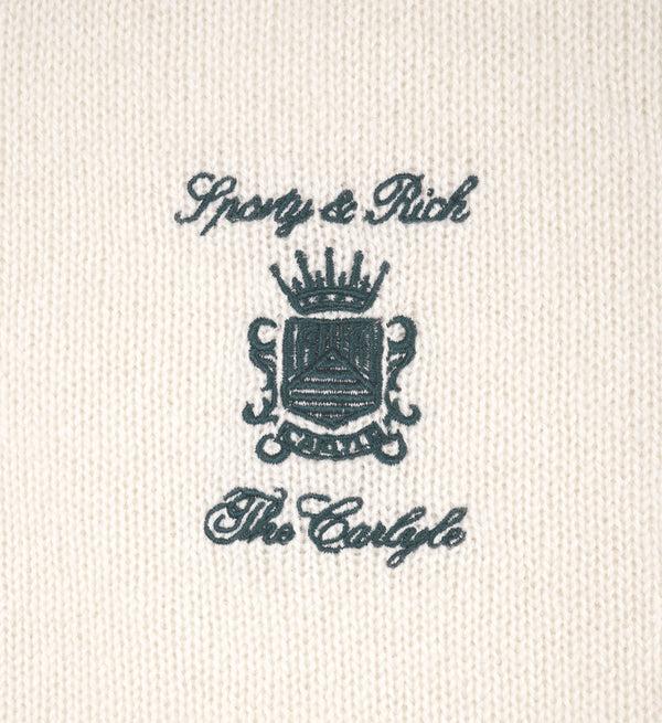 Sporty & Rich The Carlyle Crest Cashmere Hoodie - Cream/Forest