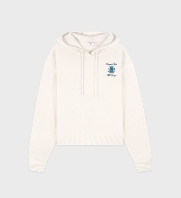 sporty & rich The Carlyle Crest Cashmere Hoodie - Cream/Forest