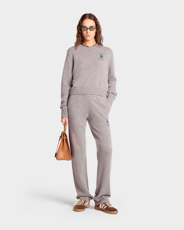 Sporty & Rich The Carlyle Crest Cashmere Trousers - Heather Gray/Forest
