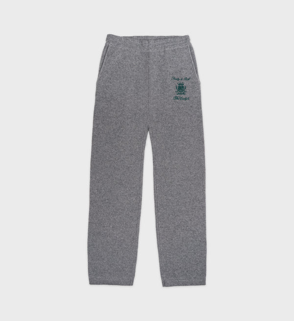 sporty & rich The Carlyle Crest Cashmere Trousers - Heather Gray/Forest