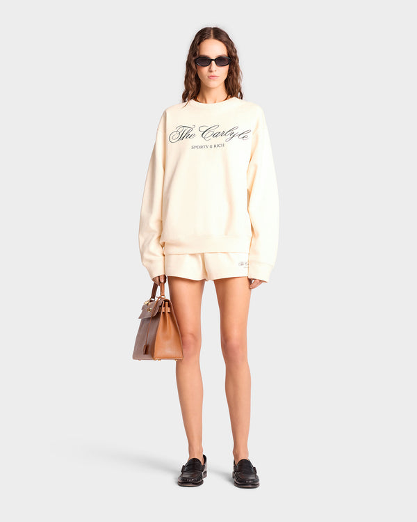 Sporty & Rich The Carlyle Script Crewneck - Cream/Forest