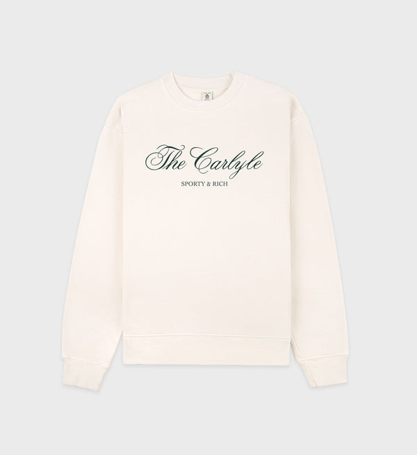sporty & rich The Carlyle Script Crewneck - Cream/Forest